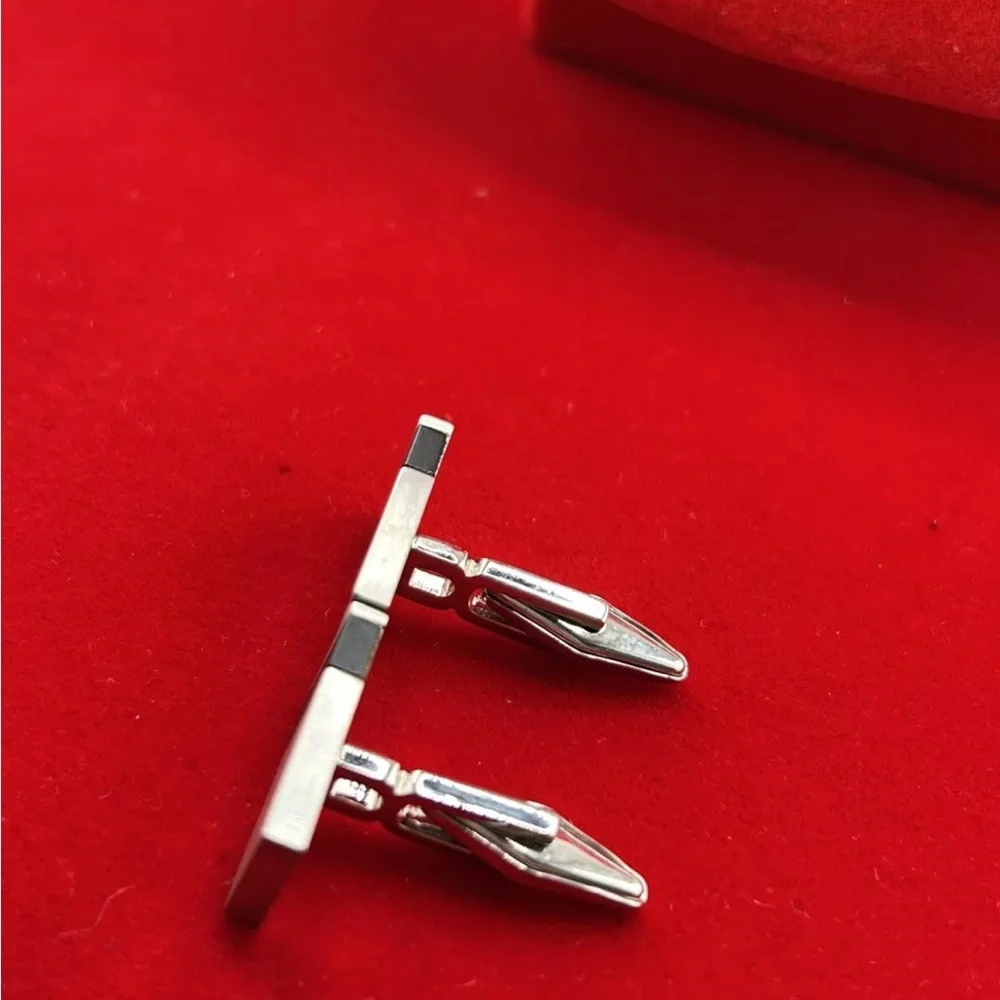 Bricked Silver And Black Cufflinks For Men